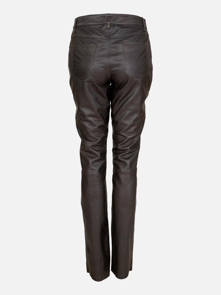 Petra Trousers - Lamb Nappa Leather - Women - Warm Grey