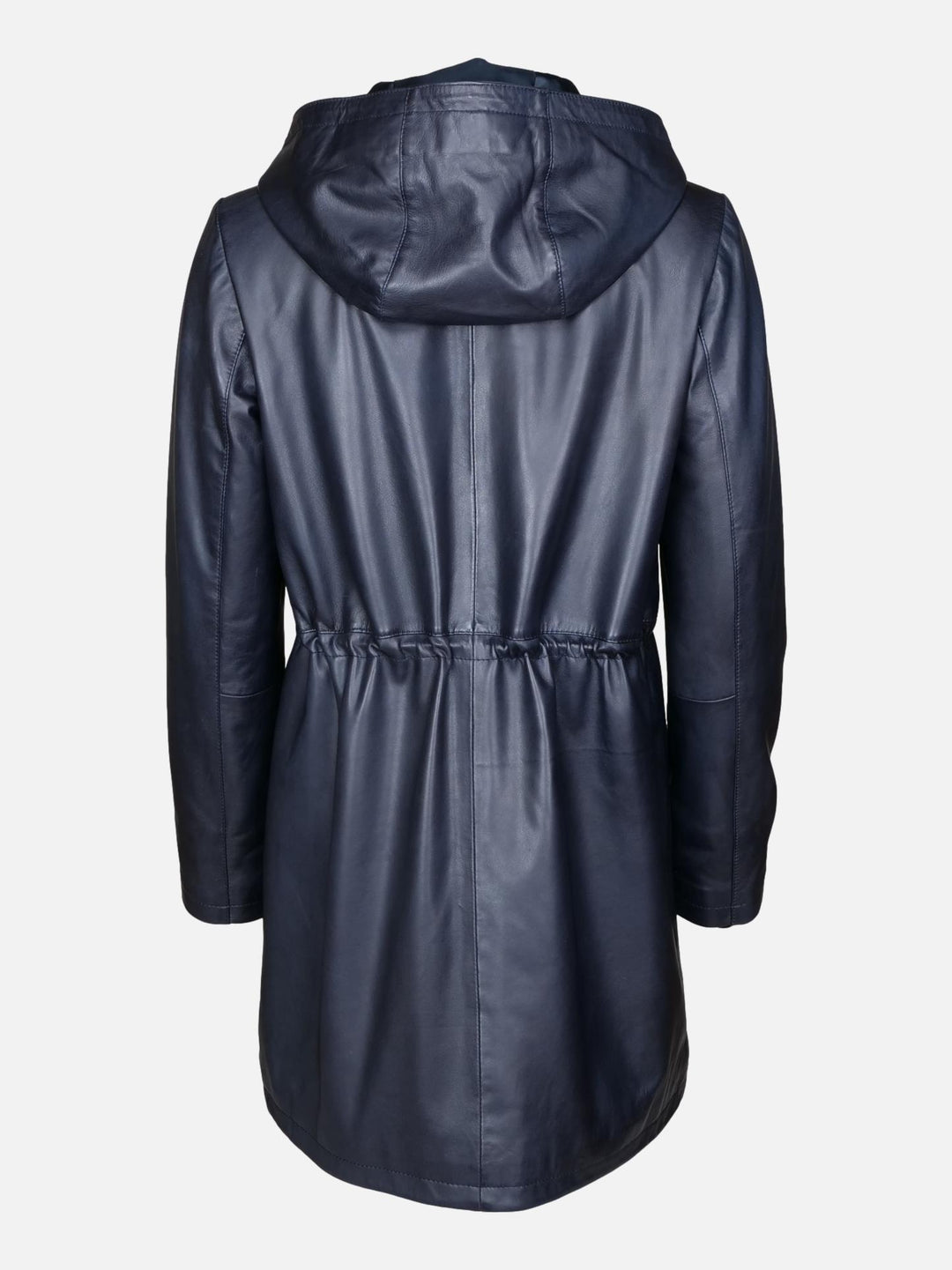 Solene, 87 cm. - Hood - Lamb Malli Leather - Women - Navy