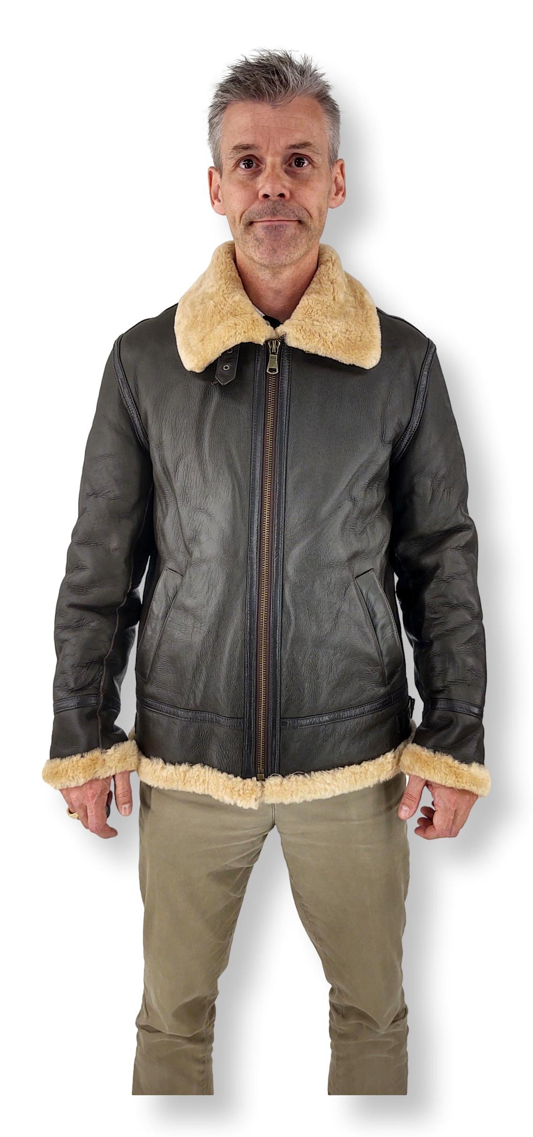 Elias Mens Bomber - Nappa Lamb Crack - Man - Mørkebrun