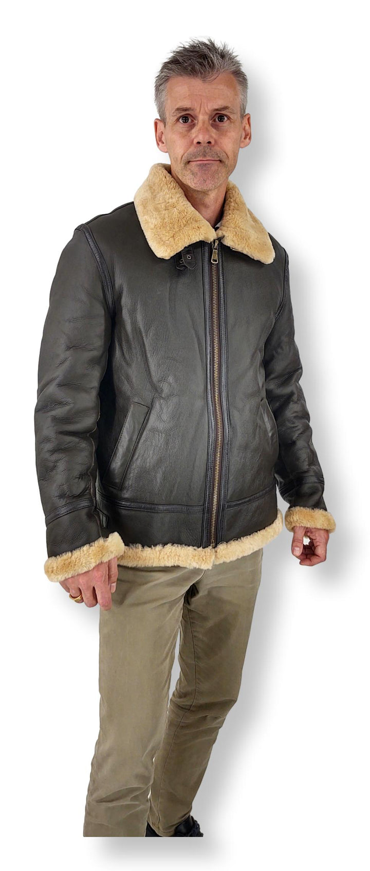 Elias Mens Bomber - Nappa Lamb Crack - Man - Mørkebrun
