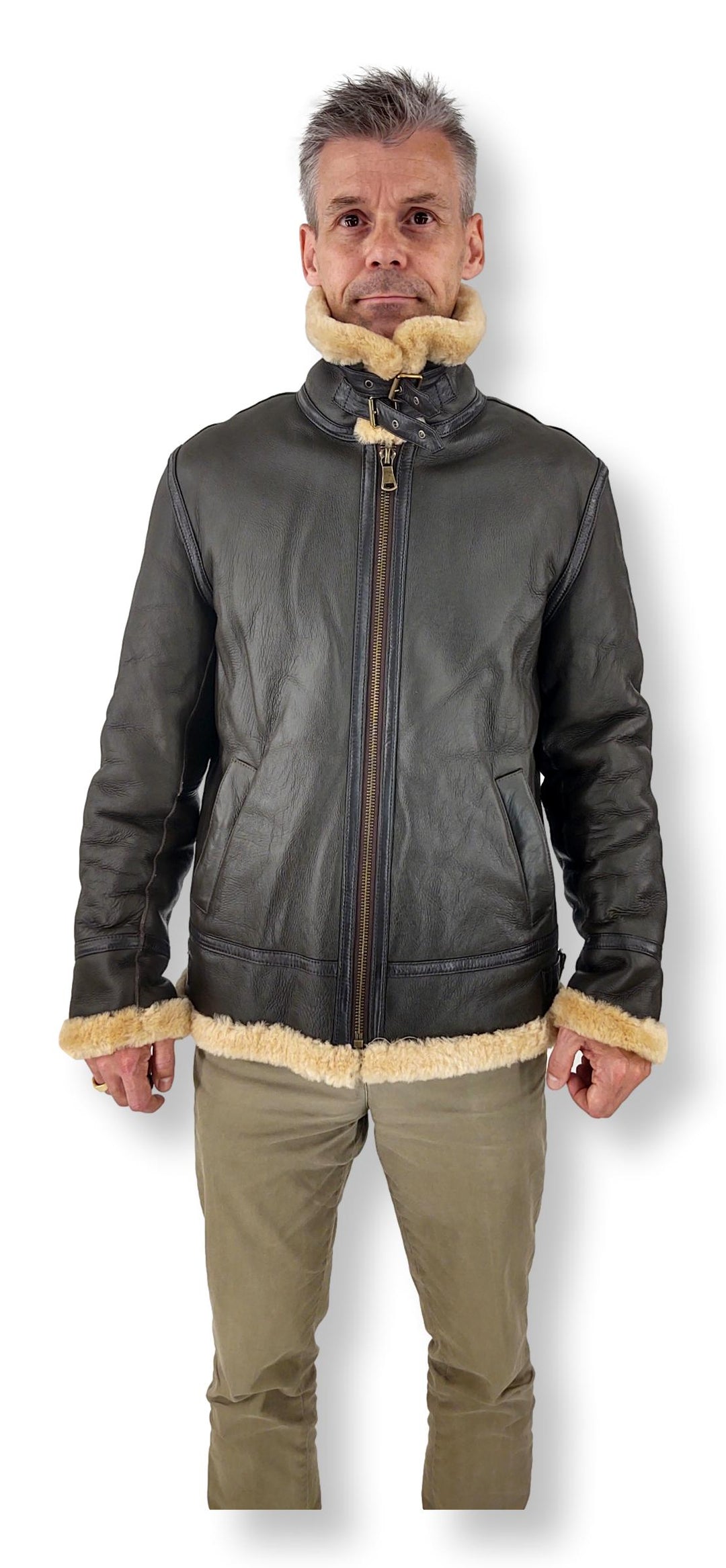 Elias Mens Bomber - Nappa Lamb Crack - Man - Mørkebrun