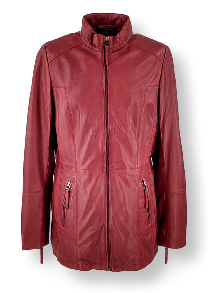 Eva - Lamb Copper Leather Jacket - Women - Red