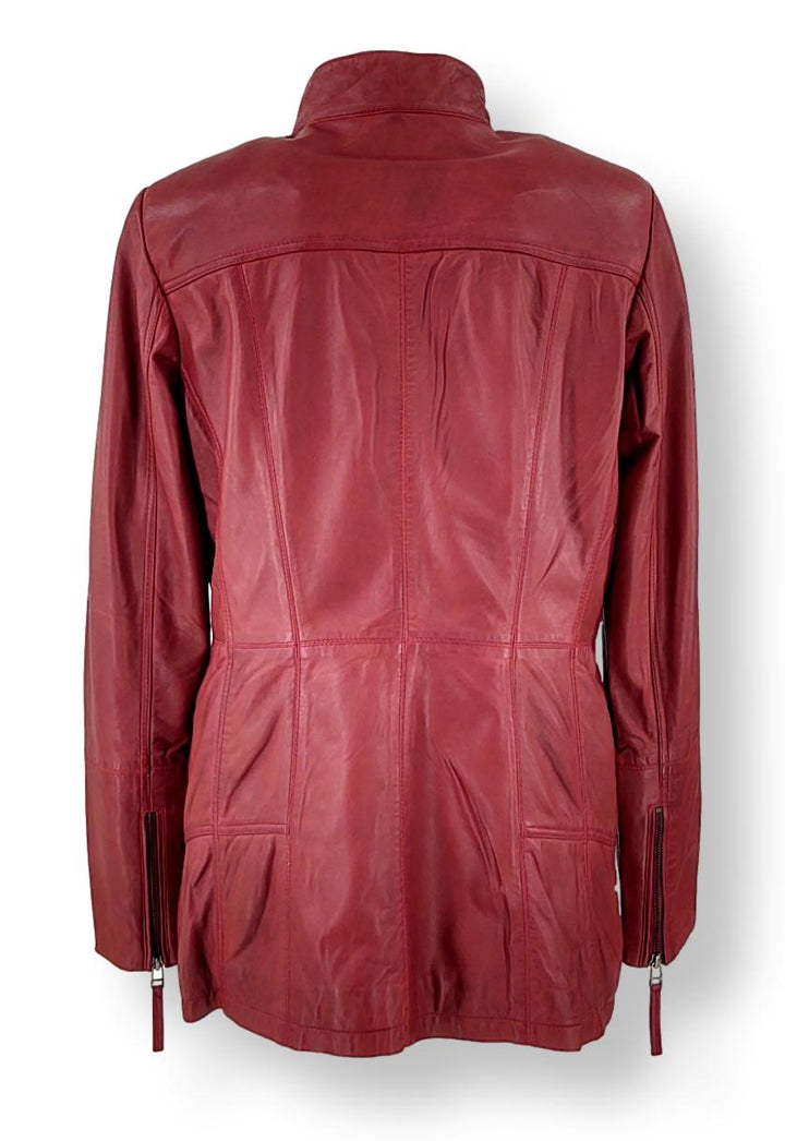 Eva - Lamb Copper Leather Jacket - Women - Red
