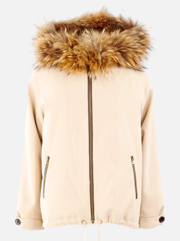 Füllung, 69 cm. - Kapuze - Textil - Damen - Beige