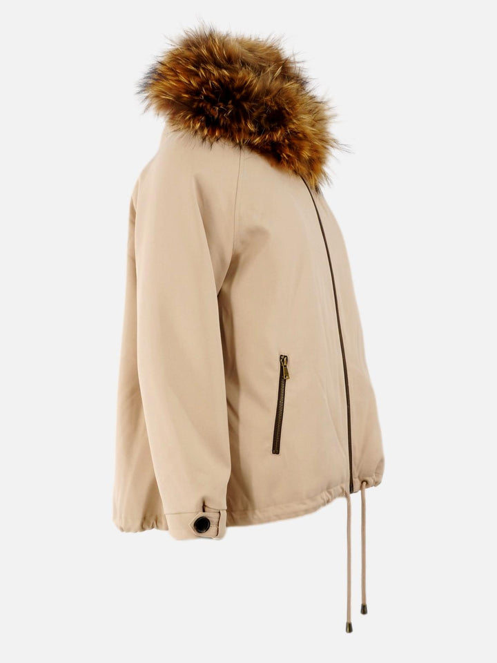 Füllung, 69 cm. - Kapuze - Textil - Damen - Beige